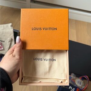 Louis Vuitton Cream Dust Bag with Peach Box Interior